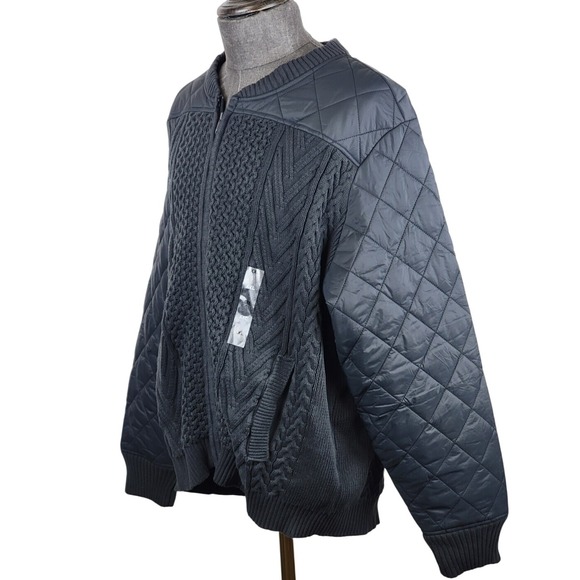 Sun Stone Jacket Mens XXL Black Cable-Knit Quilted Zip Up Outerwear Windbreaker - Picture 3 of 8